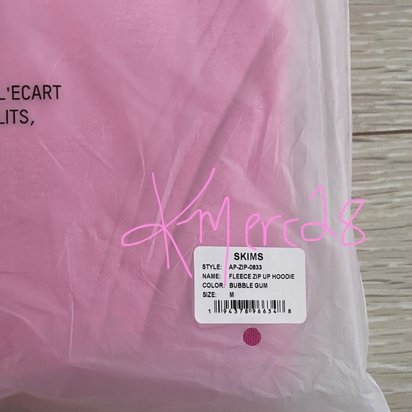 NEW! SKIMS COTTON FLEECE ZIP UP HOODIE BUBBLEGUM M - Picture 3 of 3